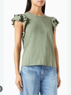 Like New!  Veronica Beard Akeela sleeveless ruffle top in green M